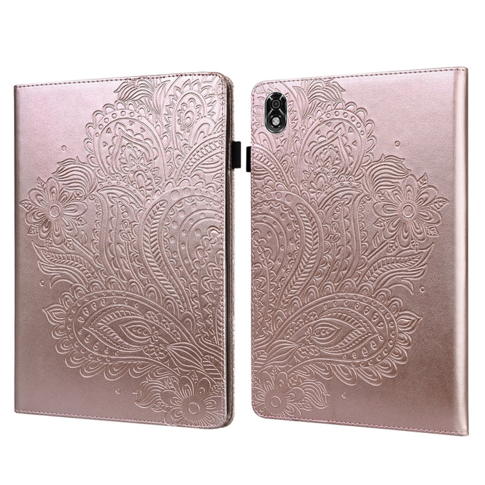 Estuche para tableta de cuero TPU + PU con patrón en relieve de pavo real