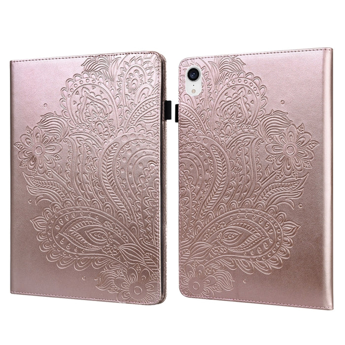 Estuche para tableta de cuero TPU + PU con patrón en relieve de pavo real
