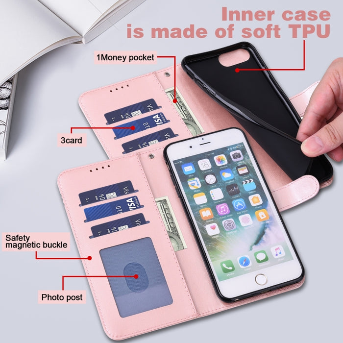 Estuche para teléfono de cuero con tapa horizontal estampado prensado con estampado de árboles y ciervos