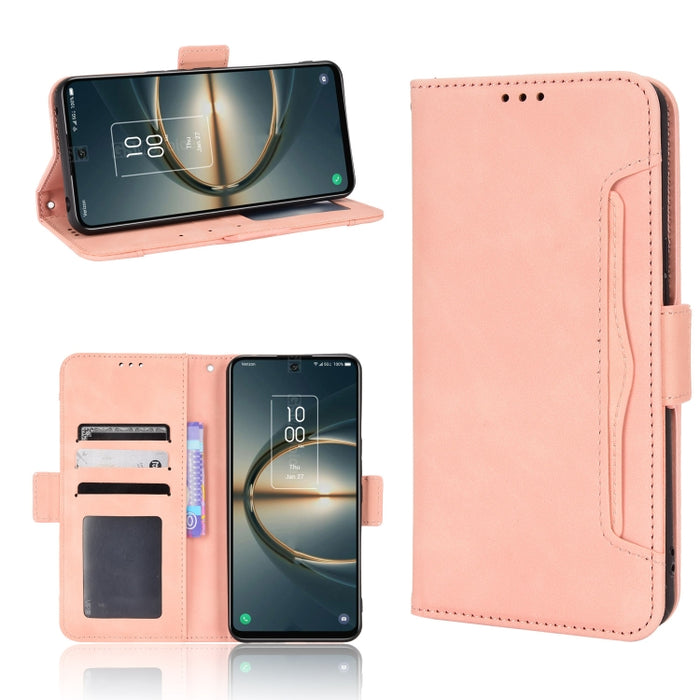 Estuche para teléfono de cuero con patrón de piel de becerro, For BLU G51 Plus, For BLU G91 Pro, For OPPO Realme Q3T / Q3S, For OPPO Reno7 5G / Find X5 Lite, For Schok Volt SV55 / SV55216, For TCL 30V 5G, For vivo S12 / V23 5G, For vivo Y76 5G         ...