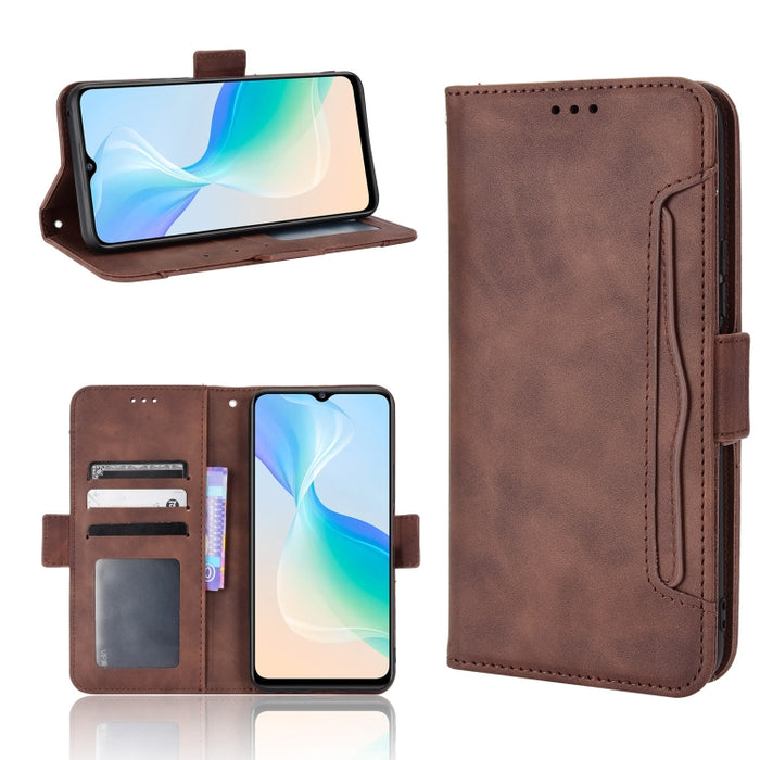 Estuche para teléfono de cuero con patrón de piel de becerro, For BLU G51 Plus, For BLU G91 Pro, For OPPO Realme Q3T / Q3S, For OPPO Reno7 5G / Find X5 Lite, For Schok Volt SV55 / SV55216, For TCL 30V 5G, For vivo S12 / V23 5G, For vivo Y76 5G         ...