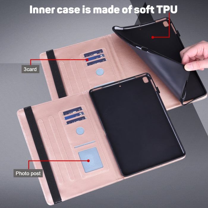 Estuche para tableta inteligente de cuero TPU + PU con patrón en relieve de pavo real con suspensión / activación