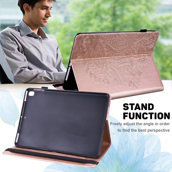 Estuche para tableta inteligente de cuero TPU + PU con patrón en relieve de pavo real con suspensión / activación