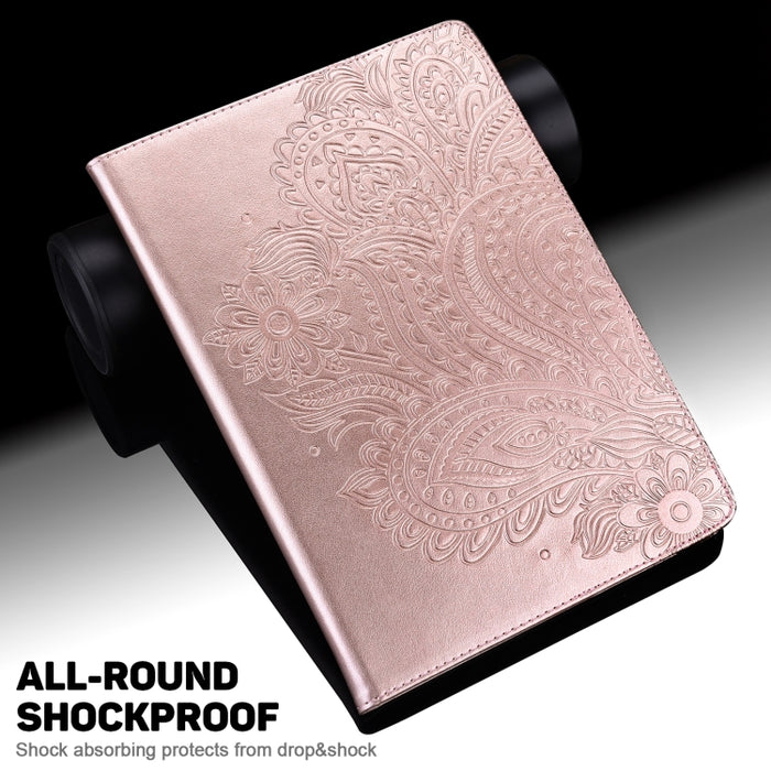 Estuche para tableta inteligente de cuero TPU + PU con patrón en relieve de pavo real con suspensión / activación