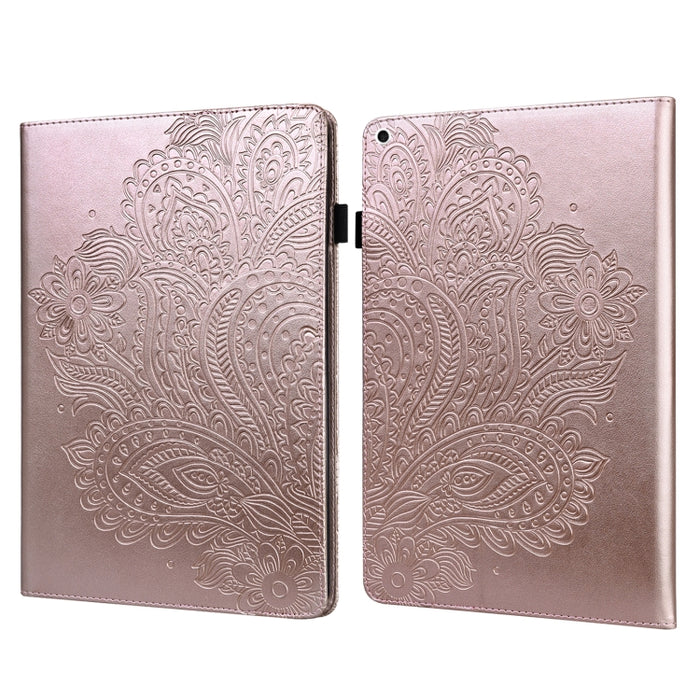 Estuche para tableta inteligente de cuero TPU + PU con patrón en relieve de pavo real con suspensión / activación