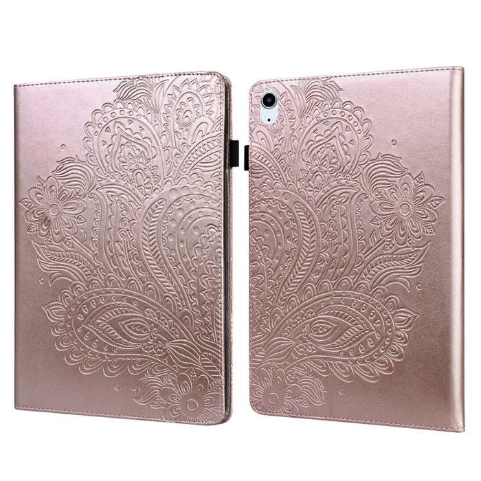 Estuche para tableta inteligente de cuero TPU + PU con patrón en relieve de pavo real con suspensión / activación