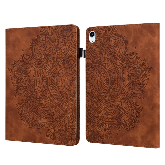 Estuche para tableta inteligente de cuero TPU + PU con patrón en relieve de pavo real con suspensión / activación
