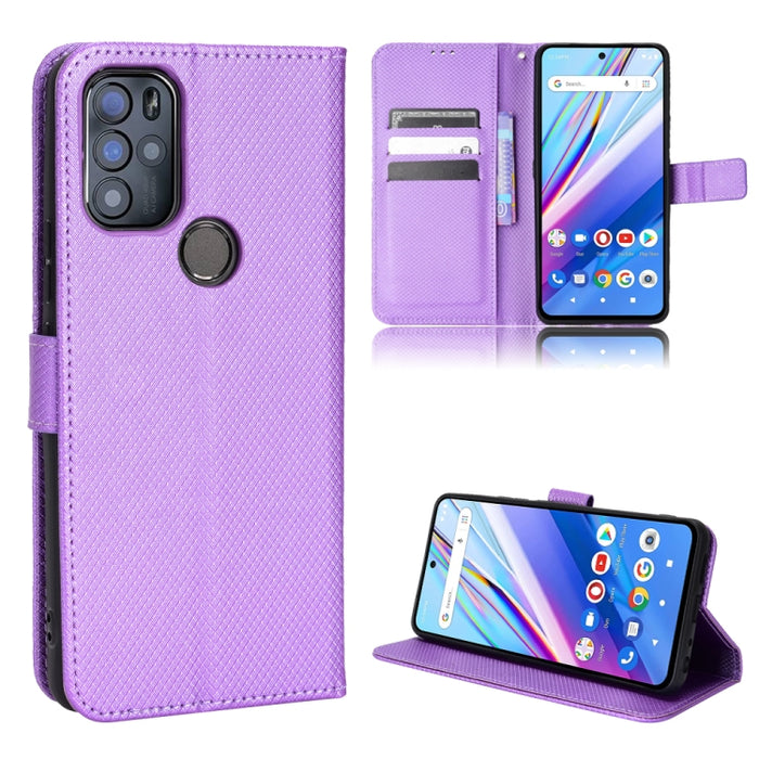 Estuche para teléfono de cuero con textura de diamante, For BLU G91 Pro, For OPPO Realme Q3T / Q3S, For TCL 20 SE, For TCL 30 SE / 30 E / 306 / Sharp Aquos V6, For TCL 30 XE 5G / 30 V 5G, For vivo Y76 5G, For Wiko Y52, For Wiko Y82                     ...