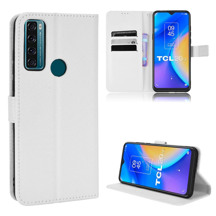 Estuche para teléfono de cuero con textura de diamante, For BLU G91 Pro, For OPPO Realme Q3T / Q3S, For TCL 20 SE, For TCL 30 SE / 30 E / 306 / Sharp Aquos V6, For TCL 30 XE 5G / 30 V 5G, For vivo Y76 5G, For Wiko Y52, For Wiko Y82                     ...