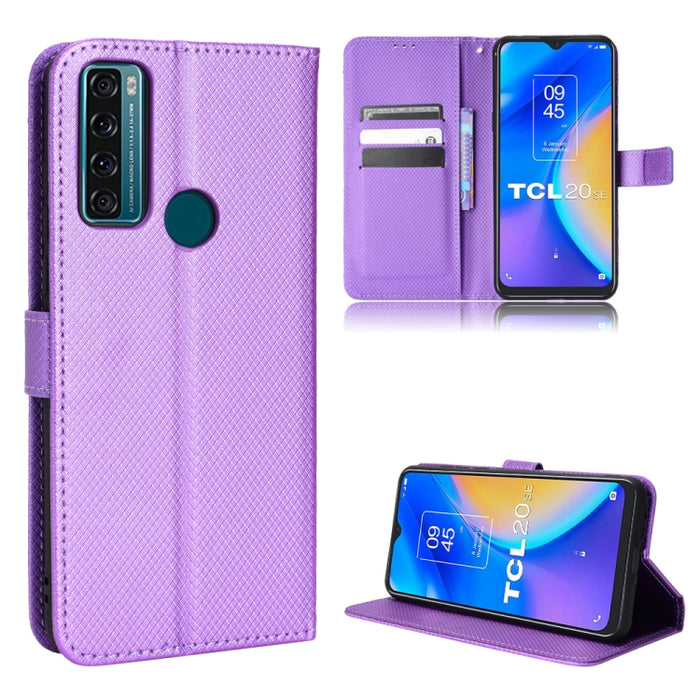 Estuche para teléfono de cuero con textura de diamante, For BLU G91 Pro, For OPPO Realme Q3T / Q3S, For TCL 20 SE, For TCL 30 SE / 30 E / 306 / Sharp Aquos V6, For TCL 30 XE 5G / 30 V 5G, For vivo Y76 5G, For Wiko Y52, For Wiko Y82                     ...