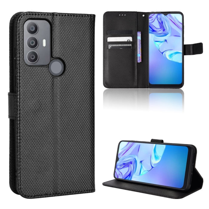Estuche para teléfono de cuero con textura de diamante, For BLU G91 Pro, For OPPO Realme Q3T / Q3S, For TCL 20 SE, For TCL 30 SE / 30 E / 306 / Sharp Aquos V6, For TCL 30 XE 5G / 30 V 5G, For vivo Y76 5G, For Wiko Y52, For Wiko Y82                     ...