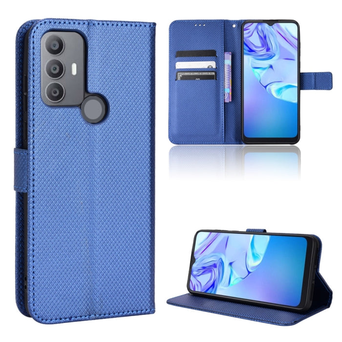 Estuche para teléfono de cuero con textura de diamante, For BLU G91 Pro, For OPPO Realme Q3T / Q3S, For TCL 20 SE, For TCL 30 SE / 30 E / 306 / Sharp Aquos V6, For TCL 30 XE 5G / 30 V 5G, For vivo Y76 5G, For Wiko Y52, For Wiko Y82                     ...