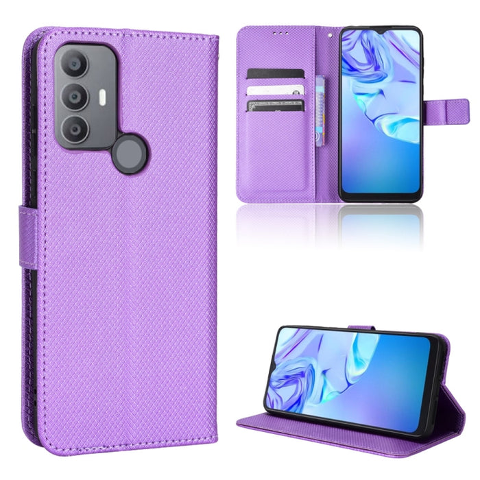 Estuche para teléfono de cuero con textura de diamante, For BLU G91 Pro, For OPPO Realme Q3T / Q3S, For TCL 20 SE, For TCL 30 SE / 30 E / 306 / Sharp Aquos V6, For TCL 30 XE 5G / 30 V 5G, For vivo Y76 5G, For Wiko Y52, For Wiko Y82                     ...