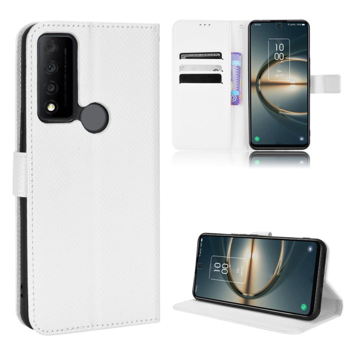 Estuche para teléfono de cuero con textura de diamante, For BLU G91 Pro, For OPPO Realme Q3T / Q3S, For TCL 20 SE, For TCL 30 SE / 30 E / 306 / Sharp Aquos V6, For TCL 30 XE 5G / 30 V 5G, For vivo Y76 5G, For Wiko Y52, For Wiko Y82                     ...