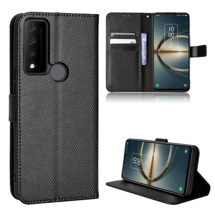 Estuche para teléfono de cuero con textura de diamante, For BLU G91 Pro, For OPPO Realme Q3T / Q3S, For TCL 20 SE, For TCL 30 SE / 30 E / 306 / Sharp Aquos V6, For TCL 30 XE 5G / 30 V 5G, For vivo Y76 5G, For Wiko Y52, For Wiko Y82                     ...