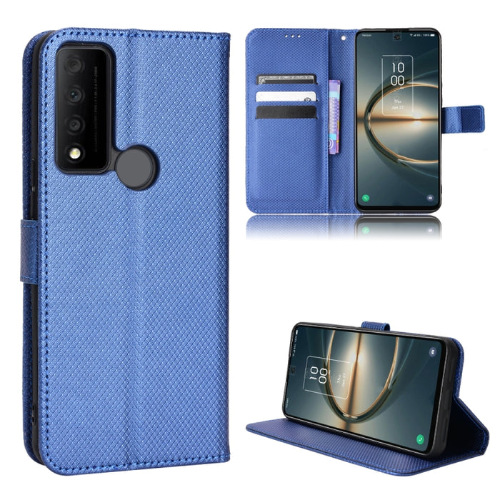 Estuche para teléfono de cuero con textura de diamante, For BLU G91 Pro, For OPPO Realme Q3T / Q3S, For TCL 20 SE, For TCL 30 SE / 30 E / 306 / Sharp Aquos V6, For TCL 30 XE 5G / 30 V 5G, For vivo Y76 5G, For Wiko Y52, For Wiko Y82                     ...