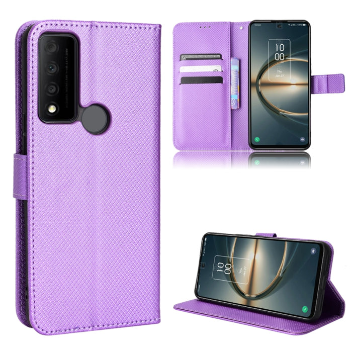 Estuche para teléfono de cuero con textura de diamante, For BLU G91 Pro, For OPPO Realme Q3T / Q3S, For TCL 20 SE, For TCL 30 SE / 30 E / 306 / Sharp Aquos V6, For TCL 30 XE 5G / 30 V 5G, For vivo Y76 5G, For Wiko Y52, For Wiko Y82                     ...