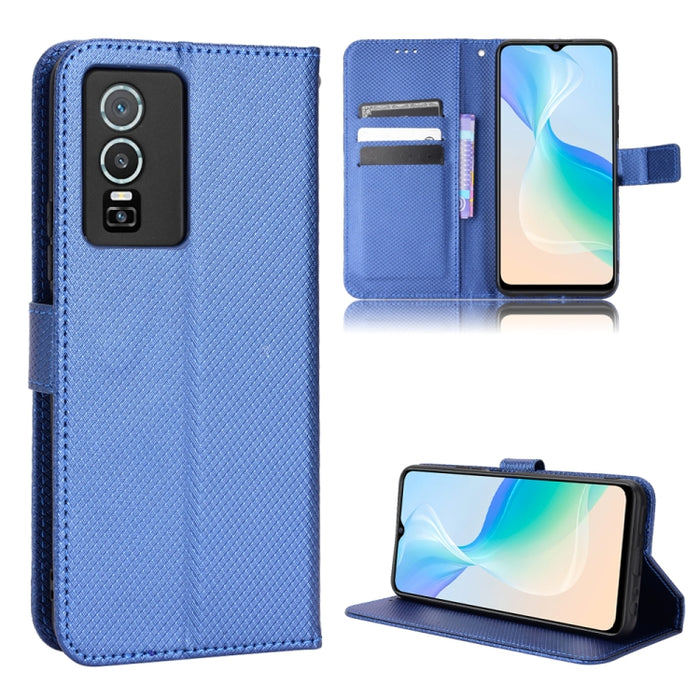 Estuche para teléfono de cuero con textura de diamante, For BLU G91 Pro, For OPPO Realme Q3T / Q3S, For TCL 20 SE, For TCL 30 SE / 30 E / 306 / Sharp Aquos V6, For TCL 30 XE 5G / 30 V 5G, For vivo Y76 5G, For Wiko Y52, For Wiko Y82                     ...