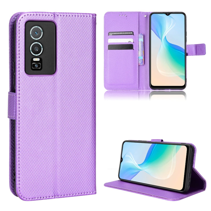 Estuche para teléfono de cuero con textura de diamante, For BLU G91 Pro, For OPPO Realme Q3T / Q3S, For TCL 20 SE, For TCL 30 SE / 30 E / 306 / Sharp Aquos V6, For TCL 30 XE 5G / 30 V 5G, For vivo Y76 5G, For Wiko Y52, For Wiko Y82                     ...