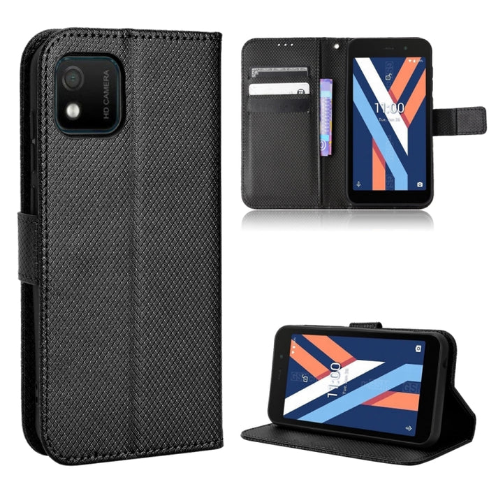 Estuche para teléfono de cuero con textura de diamante, For BLU G91 Pro, For OPPO Realme Q3T / Q3S, For TCL 20 SE, For TCL 30 SE / 30 E / 306 / Sharp Aquos V6, For TCL 30 XE 5G / 30 V 5G, For vivo Y76 5G, For Wiko Y52, For Wiko Y82                     ...