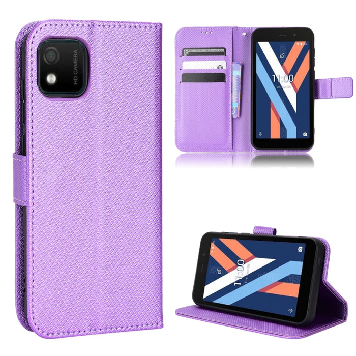 Estuche para teléfono de cuero con textura de diamante, For BLU G91 Pro, For OPPO Realme Q3T / Q3S, For TCL 20 SE, For TCL 30 SE / 30 E / 306 / Sharp Aquos V6, For TCL 30 XE 5G / 30 V 5G, For vivo Y76 5G, For Wiko Y52, For Wiko Y82                     ...