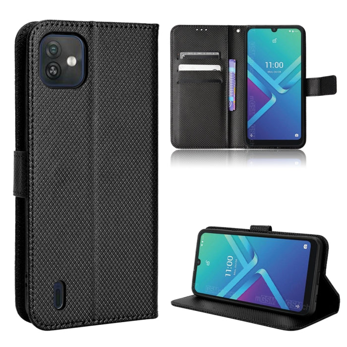Estuche para teléfono de cuero con textura de diamante, For BLU G91 Pro, For OPPO Realme Q3T / Q3S, For TCL 20 SE, For TCL 30 SE / 30 E / 306 / Sharp Aquos V6, For TCL 30 XE 5G / 30 V 5G, For vivo Y76 5G, For Wiko Y52, For Wiko Y82                     ...