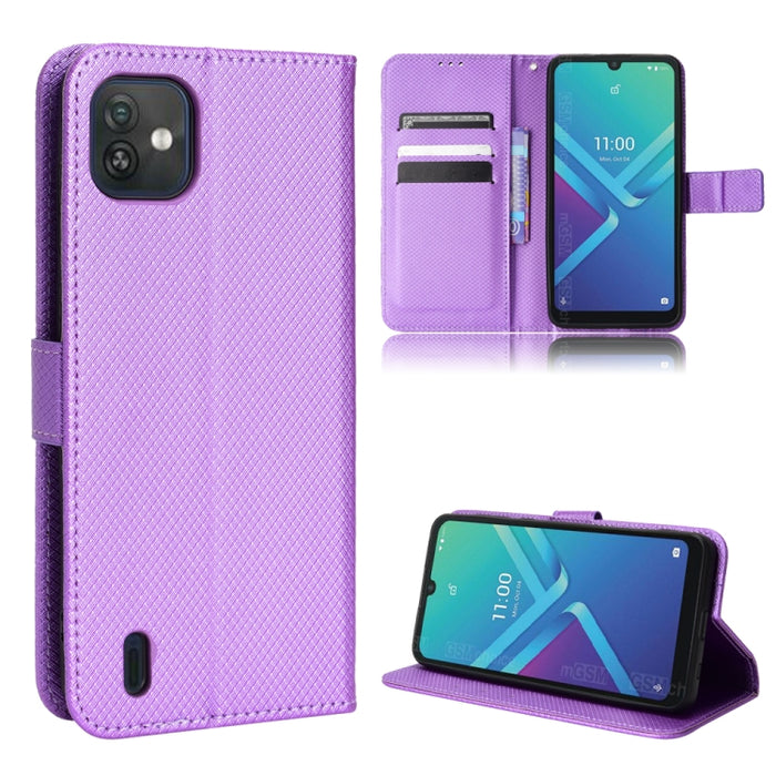 Estuche para teléfono de cuero con textura de diamante, For BLU G91 Pro, For OPPO Realme Q3T / Q3S, For TCL 20 SE, For TCL 30 SE / 30 E / 306 / Sharp Aquos V6, For TCL 30 XE 5G / 30 V 5G, For vivo Y76 5G, For Wiko Y52, For Wiko Y82                     ...