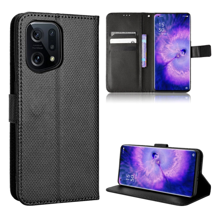 Estuche para teléfono de cuero con textura de diamante, For Xiaomi Poco M4 Pro 5G Big Hole, For Xiaomi Poco M4 Pro 5G Fine Hole, For OnePlus Nord CE 2 5G, For OPPO A7 / AX7 / A5s / AX5s / A21, For OPPO Find X5 Pro, For OPPO Find X5                     ...