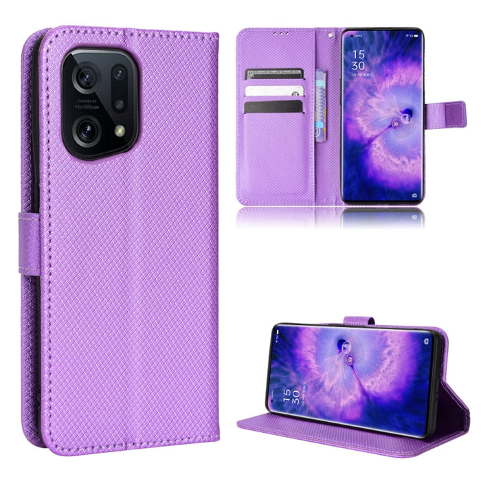 Estuche para teléfono de cuero con textura de diamante, For Xiaomi Poco M4 Pro 5G Big Hole, For Xiaomi Poco M4 Pro 5G Fine Hole, For OnePlus Nord CE 2 5G, For OPPO A7 / AX7 / A5s / AX5s / A21, For OPPO Find X5 Pro, For OPPO Find X5                     ...