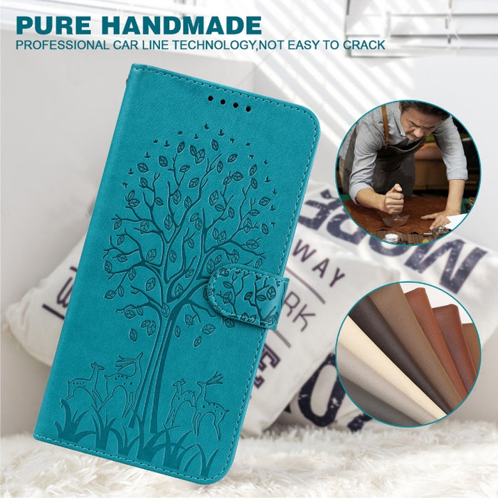 Estuche para teléfono de cuero con tapa prensada con patrón de árbol y ciervo, For Nokia 3.4 / 5.4, For Nokia G20 / G10 / 6.3, For Sony Xperia 10 III, For Xiaomi Redmi Note 10 Lite, For Xiaomi Redmi 9T / 9 Power, For Xiaomi Redmi 10                    ...
