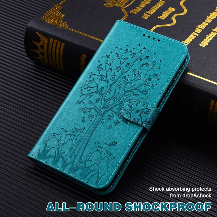 Estuche para teléfono de cuero con tapa prensada con patrón de árbol y ciervo, For Nokia 3.4 / 5.4, For Nokia G20 / G10 / 6.3, For Sony Xperia 10 III, For Xiaomi Redmi Note 10 Lite, For Xiaomi Redmi 9T / 9 Power, For Xiaomi Redmi 10                    ...