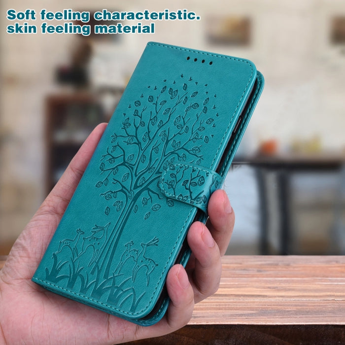 Estuche para teléfono de cuero con tapa prensada con patrón de árbol y ciervo, For Nokia 3.4 / 5.4, For Nokia G20 / G10 / 6.3, For Sony Xperia 10 III, For Xiaomi Redmi Note 10 Lite, For Xiaomi Redmi 9T / 9 Power, For Xiaomi Redmi 10                    ...