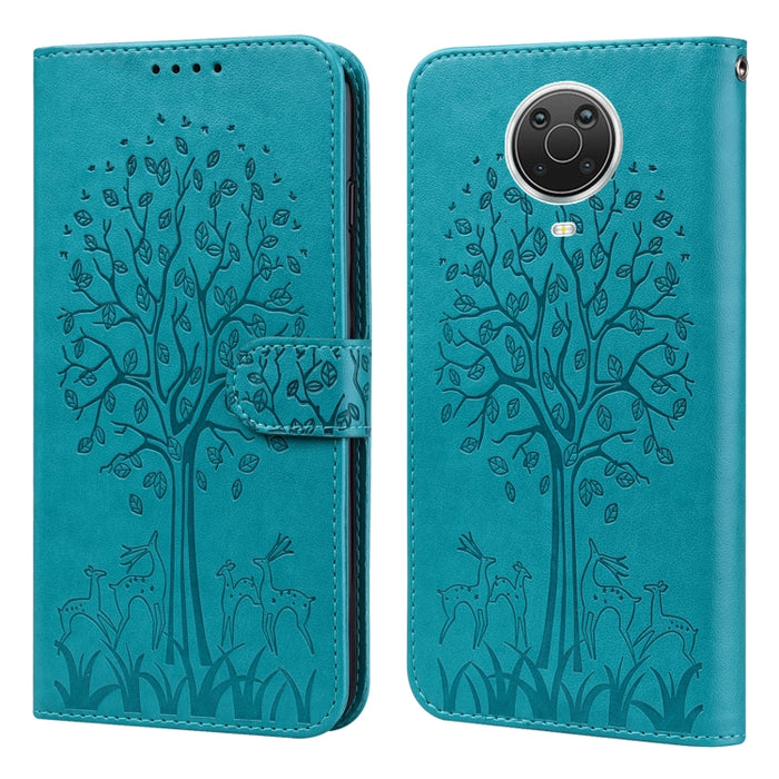 Estuche para teléfono de cuero con tapa prensada con patrón de árbol y ciervo, For Nokia 3.4 / 5.4, For Nokia G20 / G10 / 6.3, For Sony Xperia 10 III, For Xiaomi Redmi Note 10 Lite, For Xiaomi Redmi 9T / 9 Power, For Xiaomi Redmi 10                    ...
