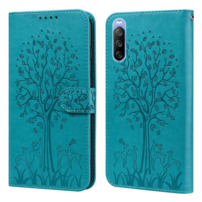 Estuche para teléfono de cuero con tapa prensada con patrón de árbol y ciervo, For Nokia 3.4 / 5.4, For Nokia G20 / G10 / 6.3, For Sony Xperia 10 III, For Xiaomi Redmi Note 10 Lite, For Xiaomi Redmi 9T / 9 Power, For Xiaomi Redmi 10                    ...