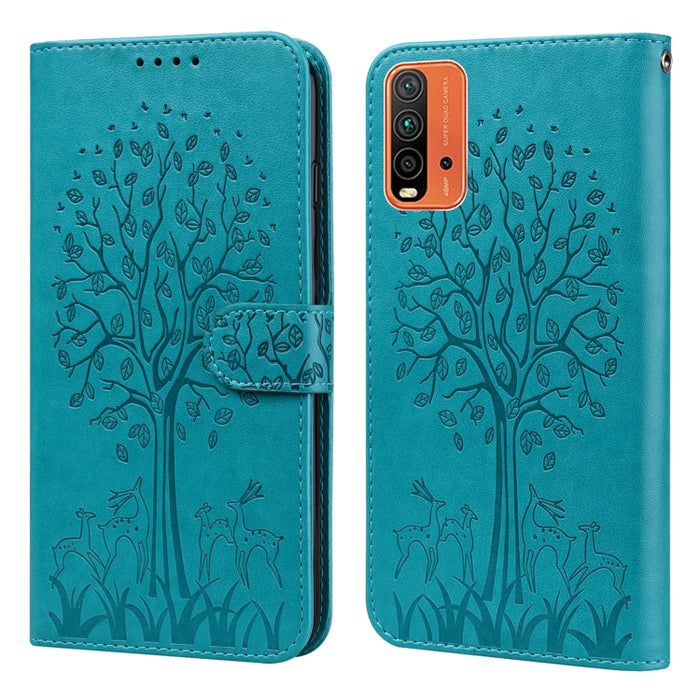 Estuche para teléfono de cuero con tapa prensada con patrón de árbol y ciervo, For Nokia 3.4 / 5.4, For Nokia G20 / G10 / 6.3, For Sony Xperia 10 III, For Xiaomi Redmi Note 10 Lite, For Xiaomi Redmi 9T / 9 Power, For Xiaomi Redmi 10                    ...