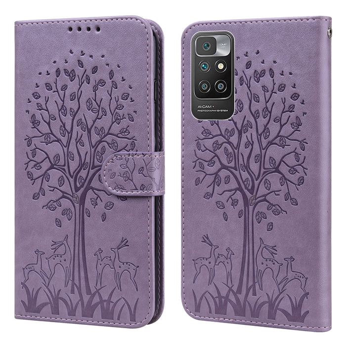 Estuche para teléfono de cuero con tapa prensada con patrón de árbol y ciervo, For Nokia 3.4 / 5.4, For Nokia G20 / G10 / 6.3, For Sony Xperia 10 III, For Xiaomi Redmi Note 10 Lite, For Xiaomi Redmi 9T / 9 Power, For Xiaomi Redmi 10                    ...
