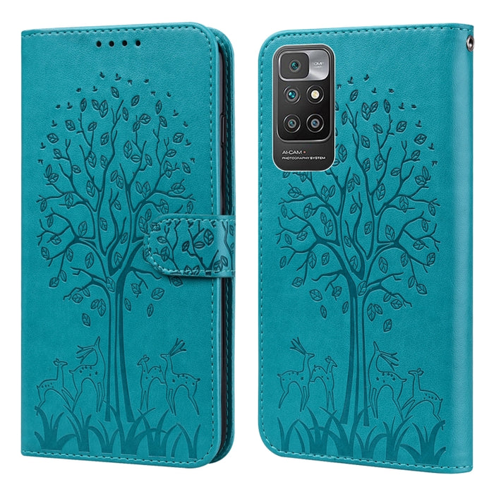 Estuche para teléfono de cuero con tapa prensada con patrón de árbol y ciervo, For Nokia 3.4 / 5.4, For Nokia G20 / G10 / 6.3, For Sony Xperia 10 III, For Xiaomi Redmi Note 10 Lite, For Xiaomi Redmi 9T / 9 Power, For Xiaomi Redmi 10                    ...