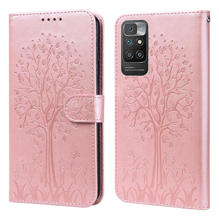 Estuche para teléfono de cuero con tapa prensada con patrón de árbol y ciervo, For Nokia 3.4 / 5.4, For Nokia G20 / G10 / 6.3, For Sony Xperia 10 III, For Xiaomi Redmi Note 10 Lite, For Xiaomi Redmi 9T / 9 Power, For Xiaomi Redmi 10                    ...