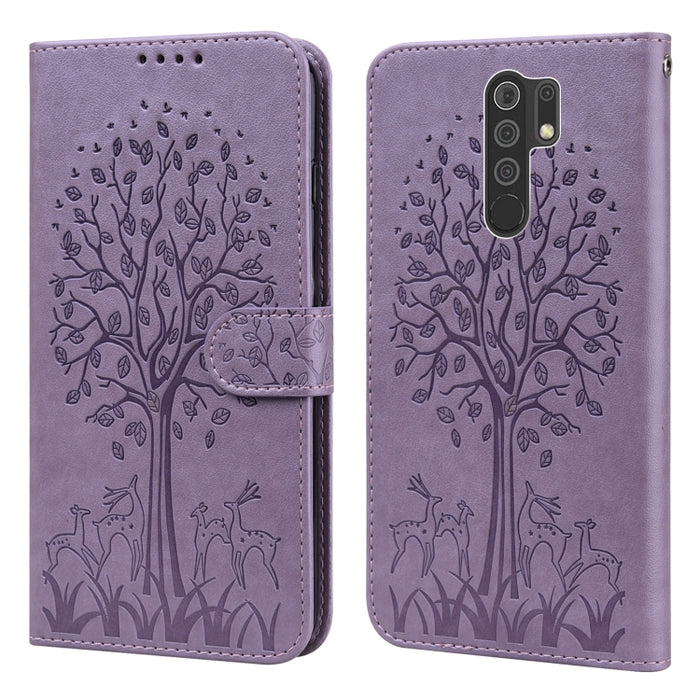 Estuche para teléfono de cuero con tapa prensada con patrón de árbol y ciervo, For Nokia 3.4 / 5.4, For Nokia G20 / G10 / 6.3, For Sony Xperia 10 III, For Xiaomi Redmi Note 10 Lite, For Xiaomi Redmi 9T / 9 Power, For Xiaomi Redmi 10                    ...
