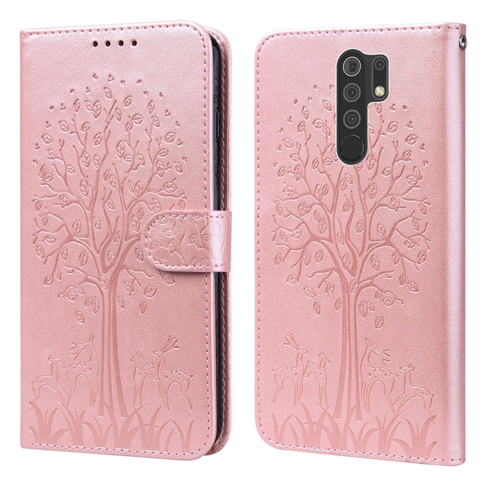 Estuche para teléfono de cuero con tapa prensada con patrón de árbol y ciervo, For Nokia 3.4 / 5.4, For Nokia G20 / G10 / 6.3, For Sony Xperia 10 III, For Xiaomi Redmi Note 10 Lite, For Xiaomi Redmi 9T / 9 Power, For Xiaomi Redmi 10                    ...