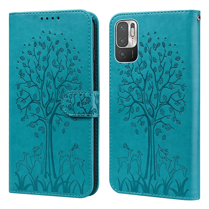 Estuche para teléfono de cuero con tapa prensada con patrón de árbol y ciervo, For Nokia 3.4 / 5.4, For Nokia G20 / G10 / 6.3, For Sony Xperia 10 III, For Xiaomi Redmi Note 10 Lite, For Xiaomi Redmi 9T / 9 Power, For Xiaomi Redmi 10                    ...