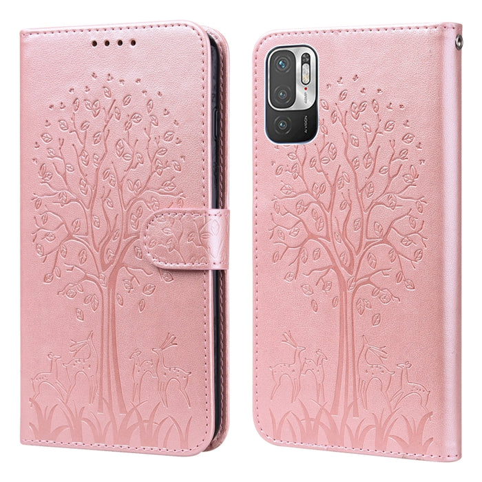 Estuche para teléfono de cuero con tapa prensada con patrón de árbol y ciervo, For Nokia 3.4 / 5.4, For Nokia G20 / G10 / 6.3, For Sony Xperia 10 III, For Xiaomi Redmi Note 10 Lite, For Xiaomi Redmi 9T / 9 Power, For Xiaomi Redmi 10                    ...