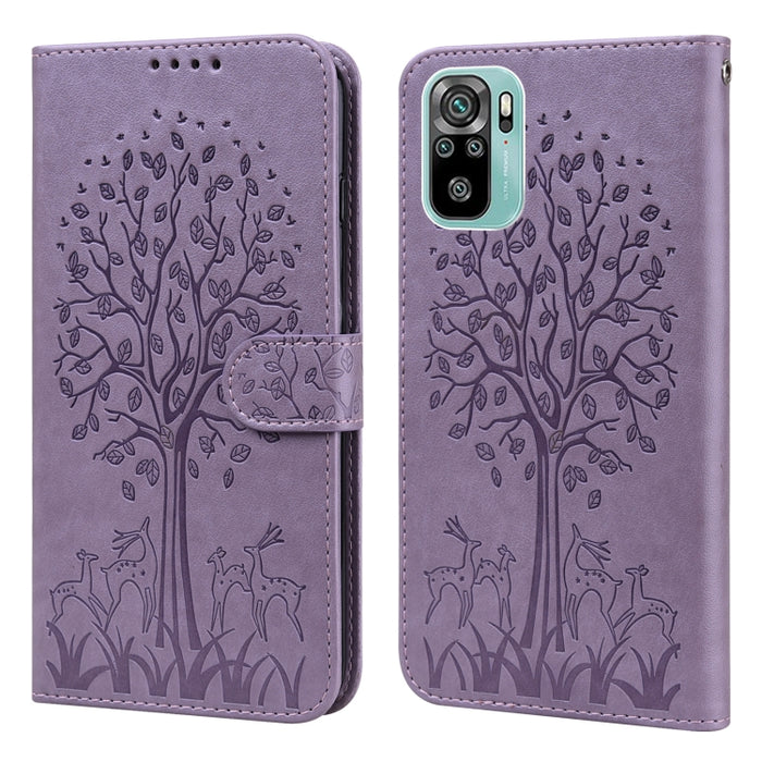 Estuche para teléfono de cuero con tapa prensada con patrón de árbol y ciervo, For Nokia 3.4 / 5.4, For Nokia G20 / G10 / 6.3, For Sony Xperia 10 III, For Xiaomi Redmi Note 10 Lite, For Xiaomi Redmi 9T / 9 Power, For Xiaomi Redmi 10                    ...