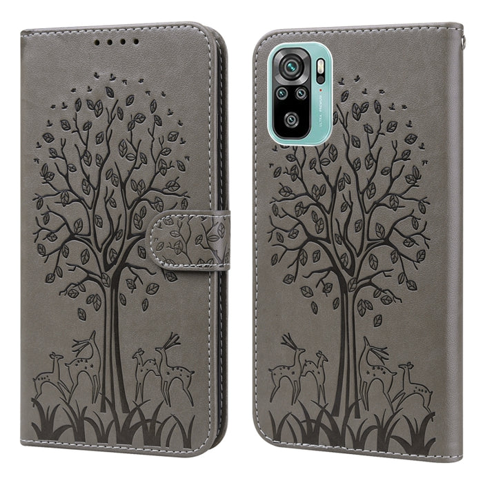 Estuche para teléfono de cuero con tapa prensada con patrón de árbol y ciervo, For Nokia 3.4 / 5.4, For Nokia G20 / G10 / 6.3, For Sony Xperia 10 III, For Xiaomi Redmi Note 10 Lite, For Xiaomi Redmi 9T / 9 Power, For Xiaomi Redmi 10                    ...