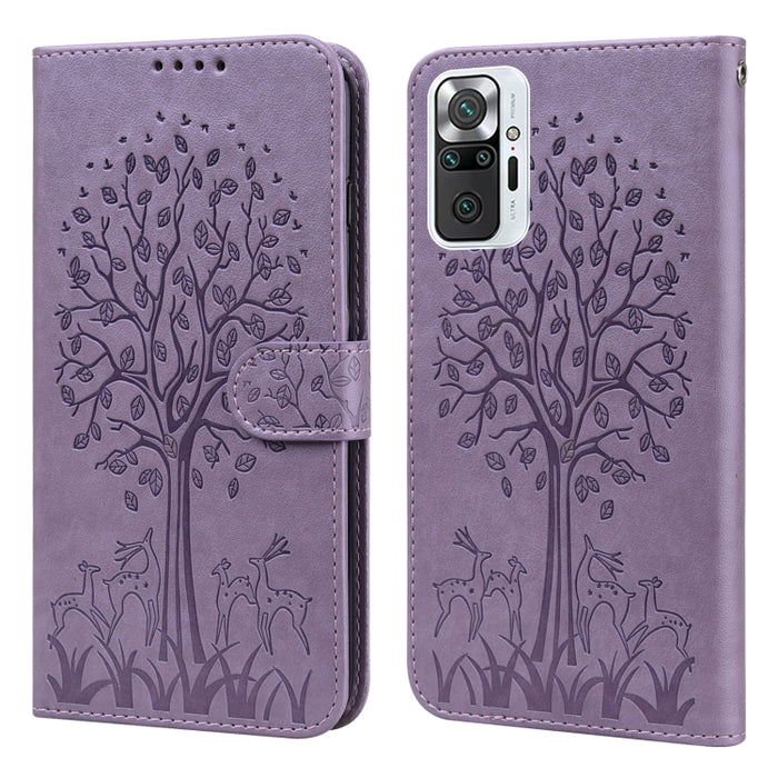 Estuche para teléfono de cuero con tapa prensada con patrón de árbol y ciervo, For Nokia 3.4 / 5.4, For Nokia G20 / G10 / 6.3, For Sony Xperia 10 III, For Xiaomi Redmi Note 10 Lite, For Xiaomi Redmi 9T / 9 Power, For Xiaomi Redmi 10                    ...