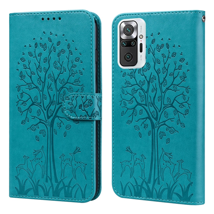 Estuche para teléfono de cuero con tapa prensada con patrón de árbol y ciervo, For Nokia 3.4 / 5.4, For Nokia G20 / G10 / 6.3, For Sony Xperia 10 III, For Xiaomi Redmi Note 10 Lite, For Xiaomi Redmi 9T / 9 Power, For Xiaomi Redmi 10                    ...