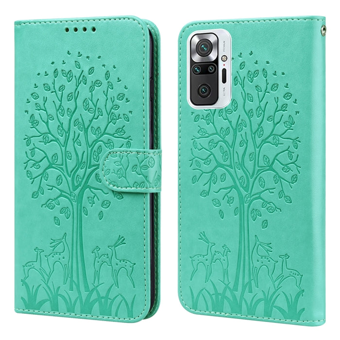 Estuche para teléfono de cuero con tapa prensada con patrón de árbol y ciervo, For Nokia 3.4 / 5.4, For Nokia G20 / G10 / 6.3, For Sony Xperia 10 III, For Xiaomi Redmi Note 10 Lite, For Xiaomi Redmi 9T / 9 Power, For Xiaomi Redmi 10                    ...