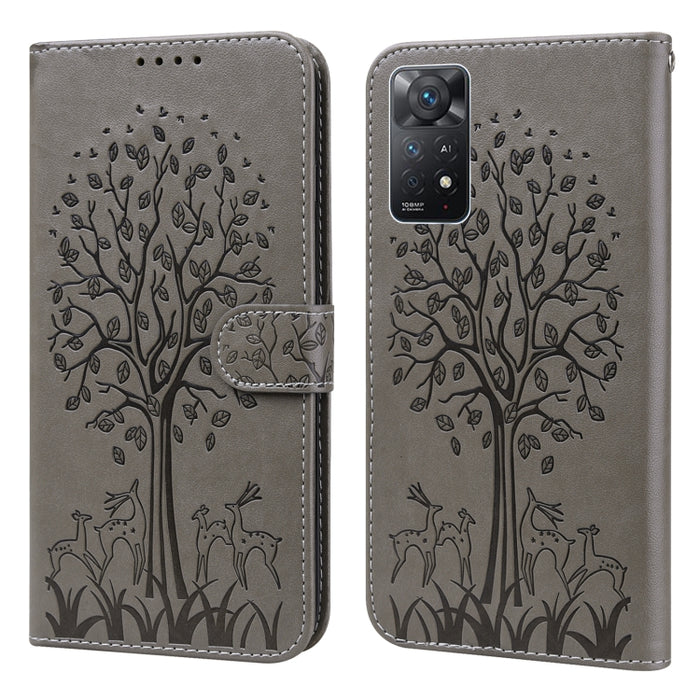 Estuche para teléfono de cuero con tapa prensada con patrón de árbol y ciervo, For Nokia 3.4 / 5.4, For Nokia G20 / G10 / 6.3, For Sony Xperia 10 III, For Xiaomi Redmi Note 10 Lite, For Xiaomi Redmi 9T / 9 Power, For Xiaomi Redmi 10                    ...