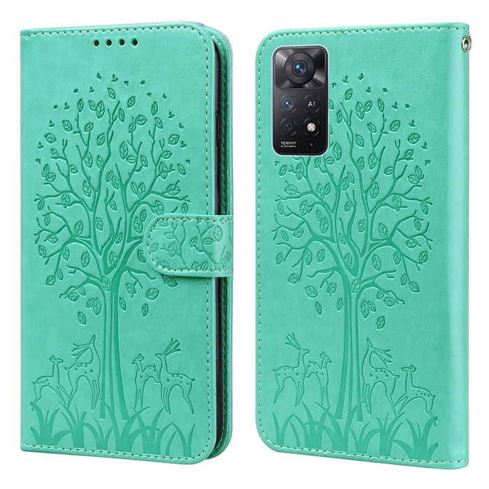 Estuche para teléfono de cuero con tapa prensada con patrón de árbol y ciervo, For Nokia 3.4 / 5.4, For Nokia G20 / G10 / 6.3, For Sony Xperia 10 III, For Xiaomi Redmi Note 10 Lite, For Xiaomi Redmi 9T / 9 Power, For Xiaomi Redmi 10                    ...
