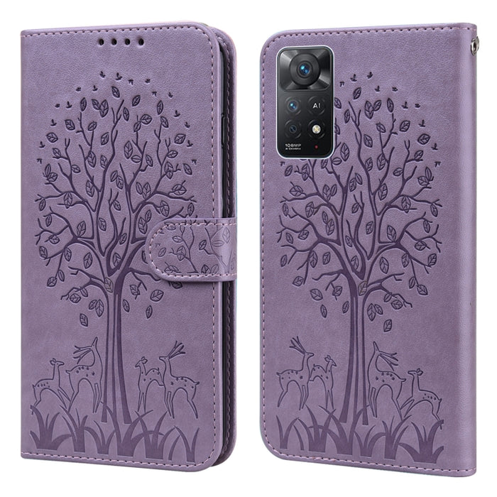 Estuche para teléfono de cuero con tapa prensada con patrón de árbol y ciervo, For Nokia 3.4 / 5.4, For Nokia G20 / G10 / 6.3, For Sony Xperia 10 III, For Xiaomi Redmi Note 10 Lite, For Xiaomi Redmi 9T / 9 Power, For Xiaomi Redmi 10                    ...